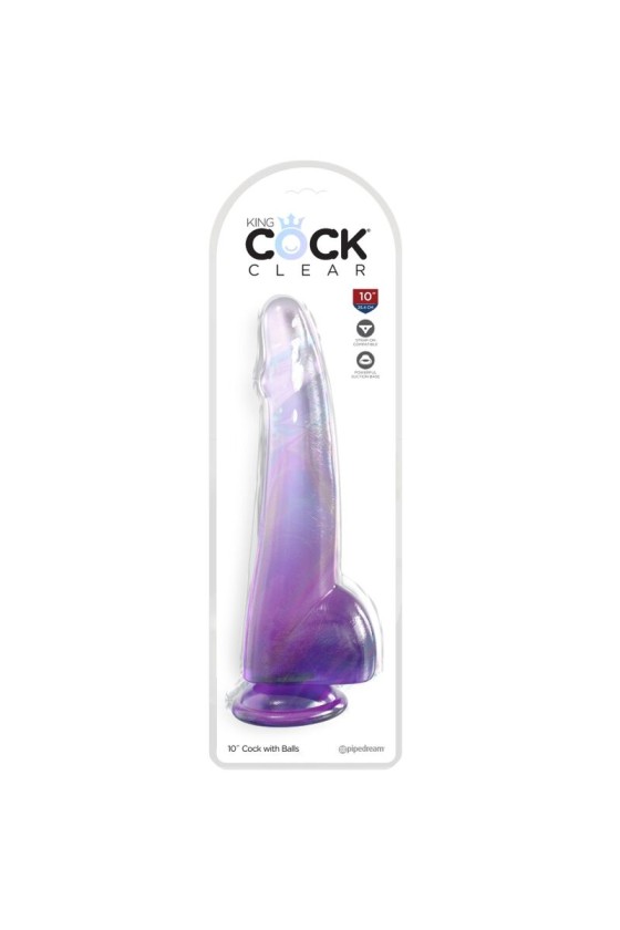 KING COCK - CLEAR DILDO MIT HODEN 19 CM LILA