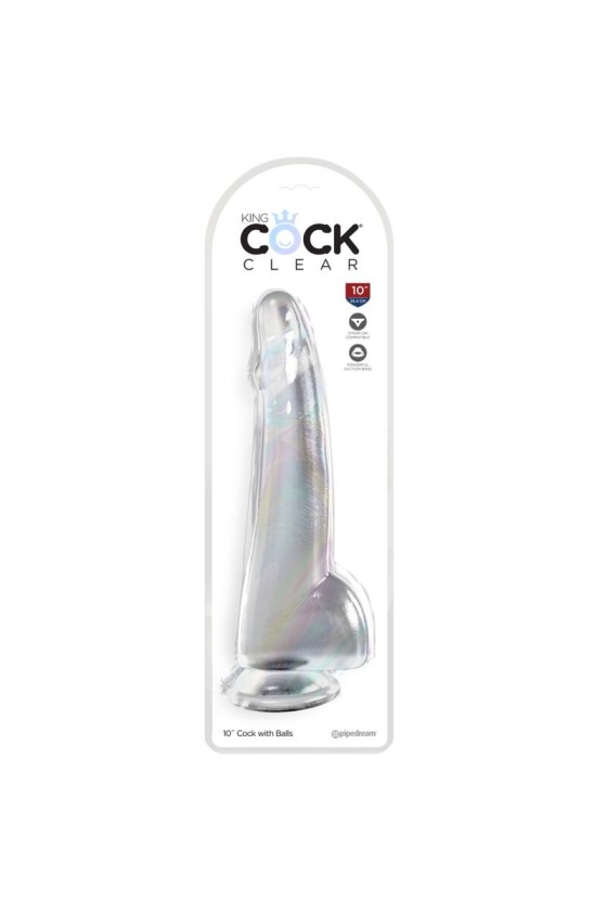 KING COCK - DILDO CLARO CON TESTICULOS 19 CM TRANSPARENTE