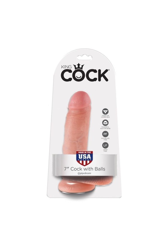 KING COCK - 7 DILDO FLESH WITH BALLS 17.8 CM