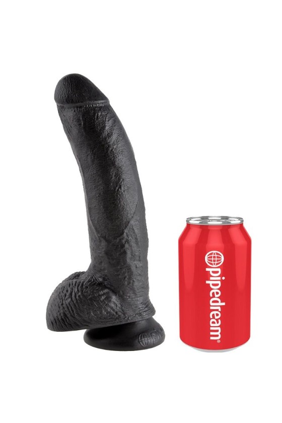 KING COCK - 9 DILDO SCHWARZ MIT EIER 22.9 CM