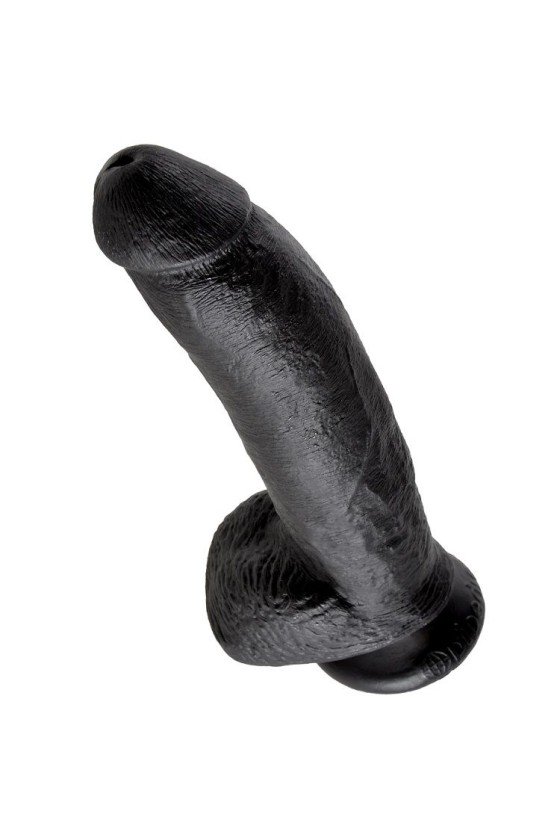 KING COCK - 9 DILDO BLACK WITH BALLS 22.9 CM