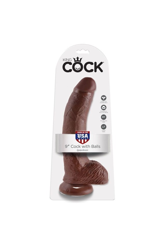 KING COCK - 9 DILDO BROWN WITH BALLS 22.9 CM