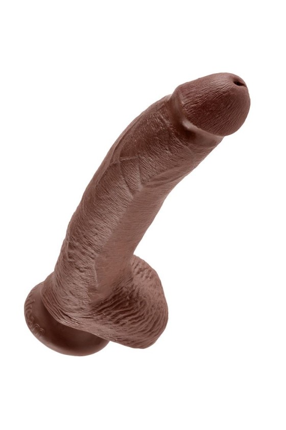 KING COCK - 9 GODE MARRON AVEC BOULES 22.9 CM