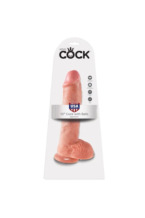 KING COCK - 10 DILDO CARNE COM BOLAS 26,5 CM