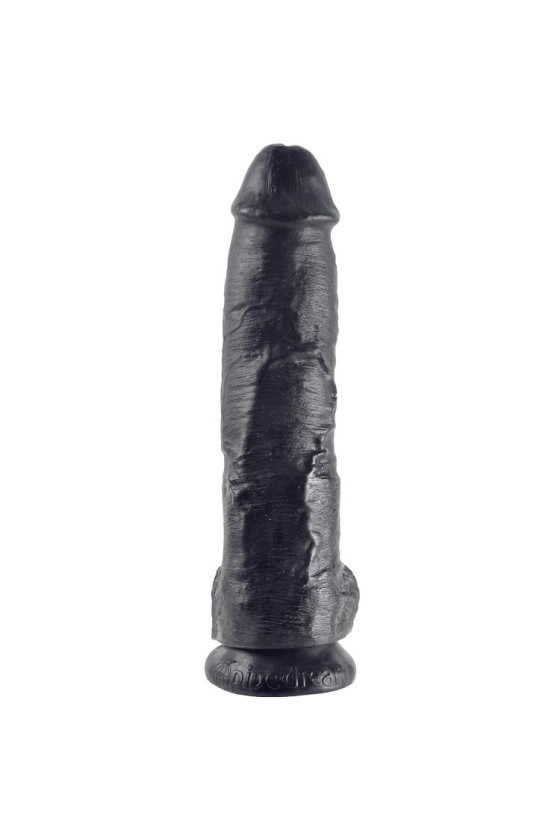 KING COCK - 10 DILDO BLACK WITH BALLS 25.4 CM