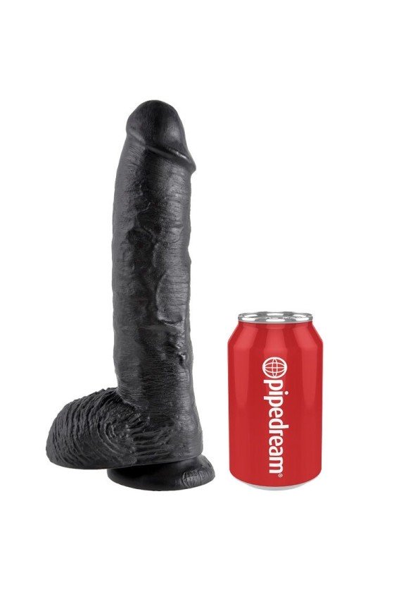 KING COCK - 10 DILDO NEGRO CON BOLAS 25,4 CM