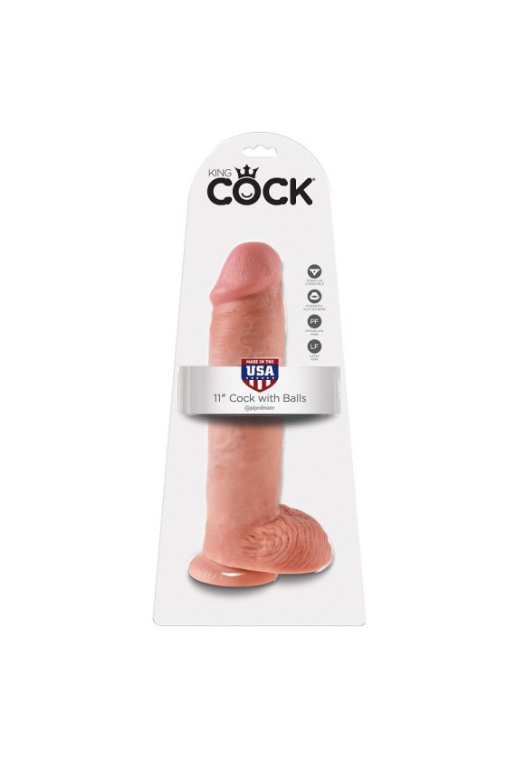 KING COCK - 11 DILDO CARNE CON BOLAS 28 CM