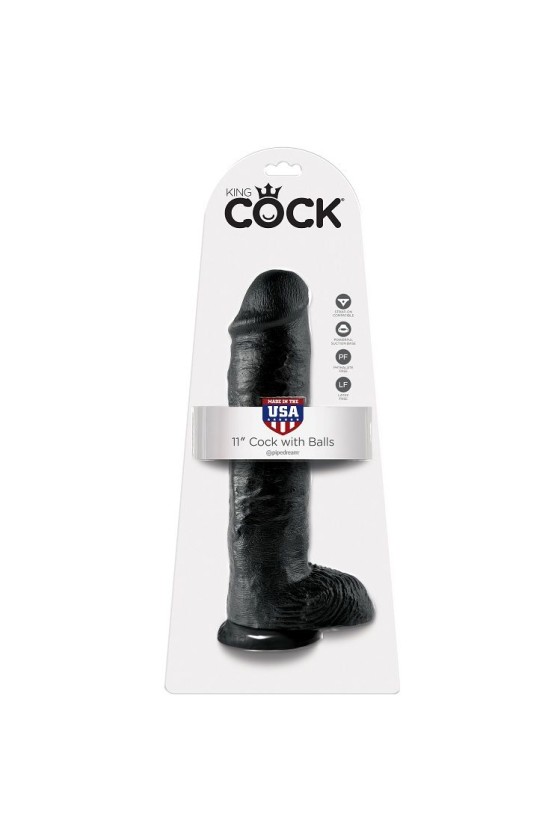 KING COCK - 11 DILDO BLACK WITH BALLS 28 CM