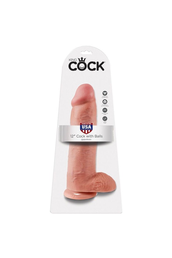 KING COCK - 12 DILDO CARNE COM BOLAS 30,48 CM