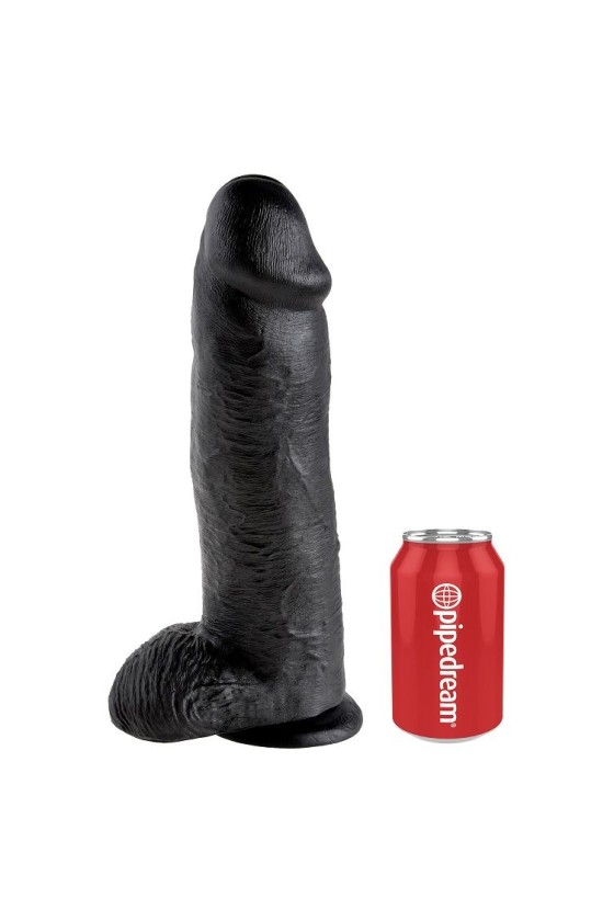 KING COCK - 12 DILDO BLACK WITH BALLS 30.48 CM