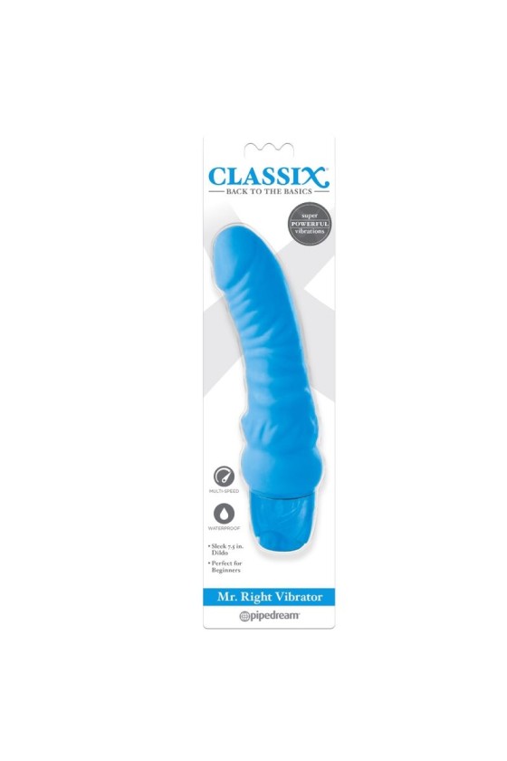 CLASSIX - GODE VIBRANTMR. RIGHT MULTI-SPEED 15,5 CM BLEU