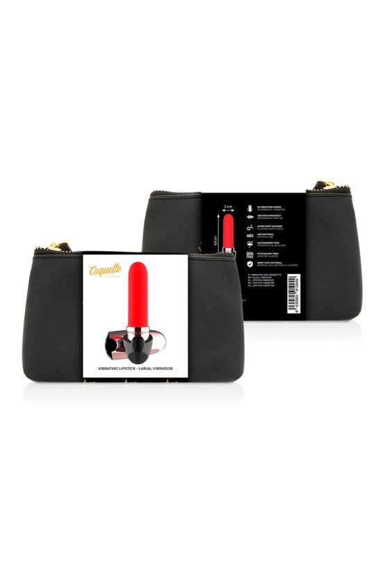 COQUETTE TOYS - LÁPIZ LABIAL VIBRADOR RECARGABLE NEGRO/ ORO