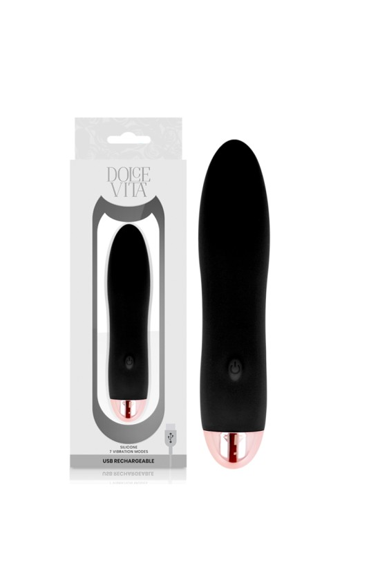 DOLCE VITA - VIBRATEUR RECHARGEABLE QUATRE NOIR 7 VITESSES