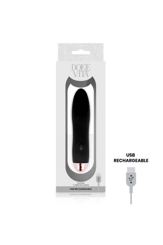 DOLCE VITA - VIBRATEUR RECHARGEABLE QUATRE NOIR 7 VITESSES