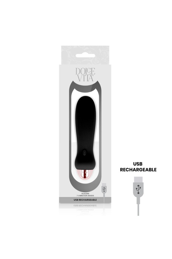 DOLCE VITA - VIBRATEUR RECHARGEABLE CINQ NOIR 7 VITESSES