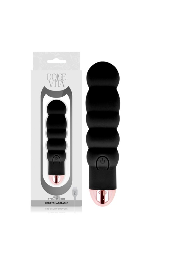 DOLCE VITA - AUFLADBARER VIBRATOR SECHS SCHWARZ 7 GESCHWINDIGKEITEN