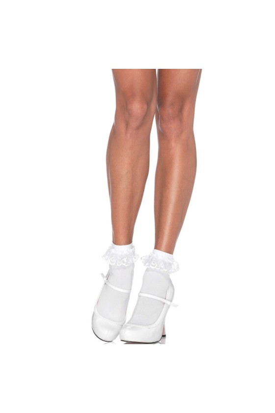 LEG AVENUE - CHAUSSETTES  VOLANTS EN DENTELLE BLANCHE