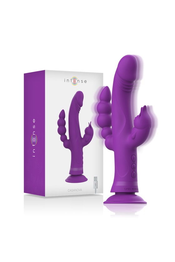 INTENSE - VIBRATORE IN SILICONE CASANOVA RABBIT TRIPLO MOTORE VIOLA