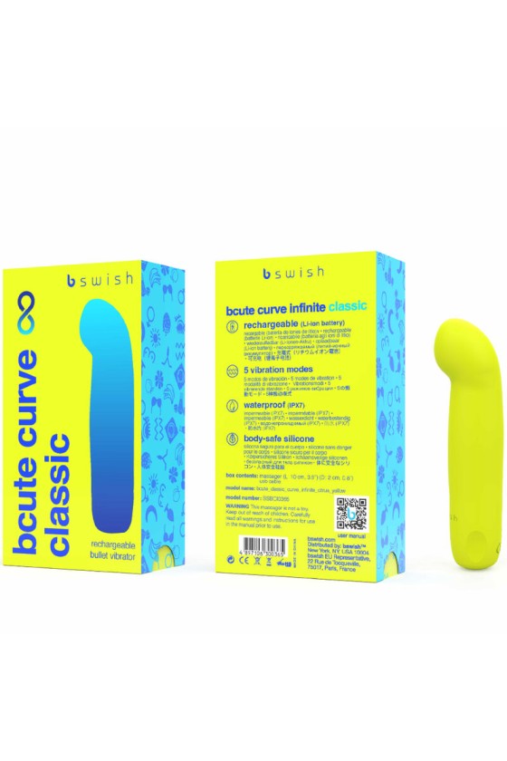 B SWISH - BCUTE CURVE INFINITE CLASSIC RECHARGEABLE SILICONE VIBRATOR YELLOW