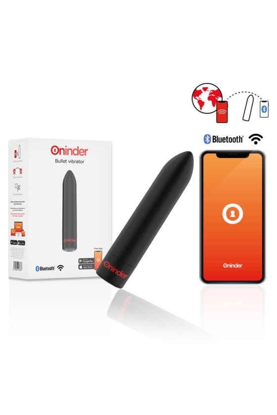 ONINDER - BERLIN BULLET VIBRATOR BLACK 9 MODES 8.5 X 2 CM - FREE APP