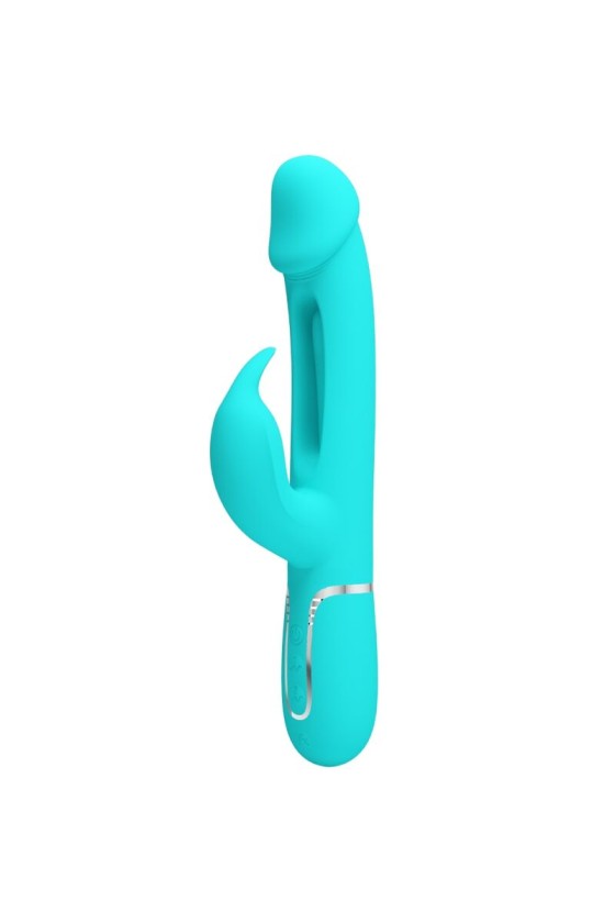 PRETTY LOVE - KAMPAS RABBIT VIBRADOR MULTIFUNCIÓN 3 EN 1 CON LENGUA VERDE AGUA