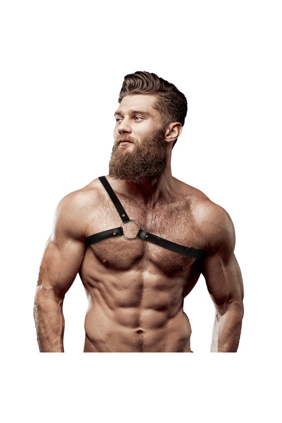 FETISH SUBMISSIVE - ATTITUDE MENS CROSSED SHOULDER ECO LEATHER HARNESS