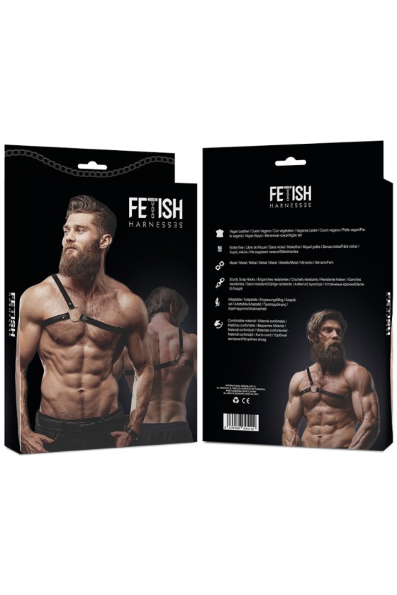 FETISH SUBMISSIVE - ATTITUDE MENS CROSSED SHOULDER ECO LEATHER HARNESS