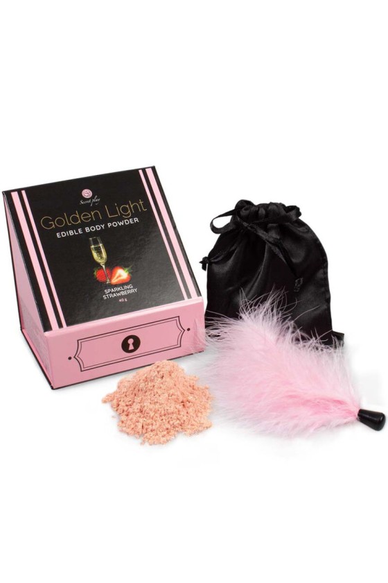 SECRETPLAY - GOLDEN LIGHT KIT POUDRE COMESTIBLE ET PLUME DE FRAISE PÉTILLANTE