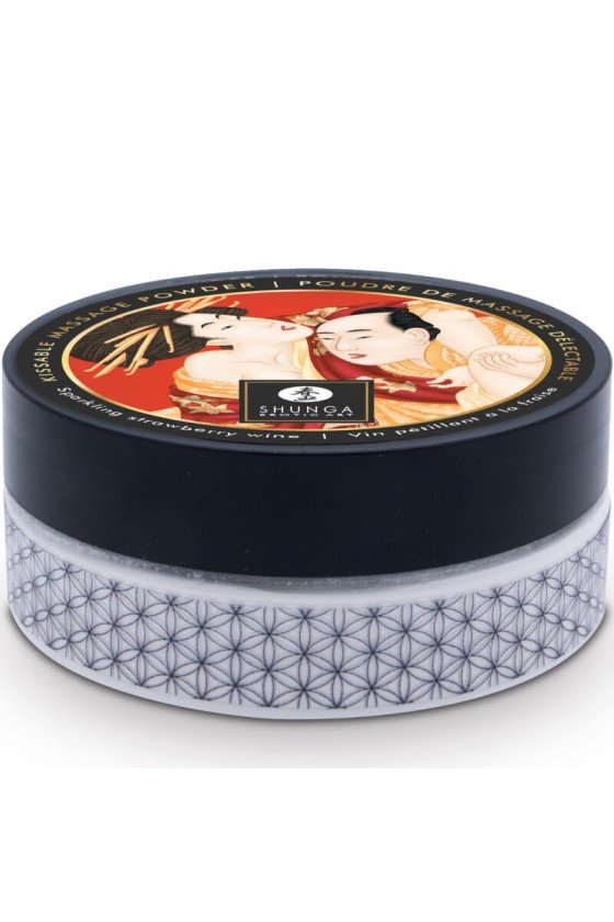 SHUNGA - KIT DE PÓ DE MASSAGEM COMESTÍVEL DE MORANGO