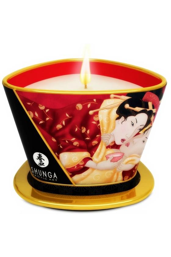 SHUNGA - MINI CARESS BY CANDELIGHT STRAWBERRIES AND CAVA MASSAGE CANDLE 170 ML