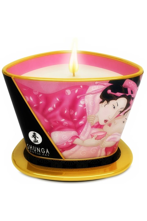 SHUNGA - MINI CARESSE À LA CHANDELLE BOUGIE DE MASSAGE ROSES APHRODISIAQUES 170 ML