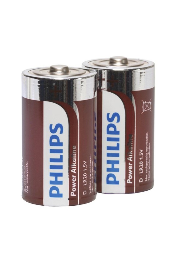 PHILIPS - ENERGÍA ALCALINA PILA D LR20 PACK 2