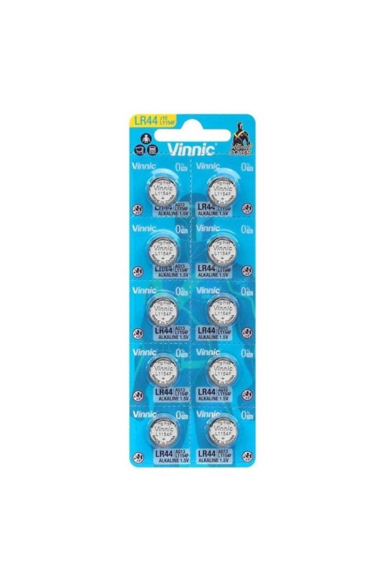 VINNIC - ALKALINE BUTTON BATTERY AG13 L1154F LR44 BLISTER*10