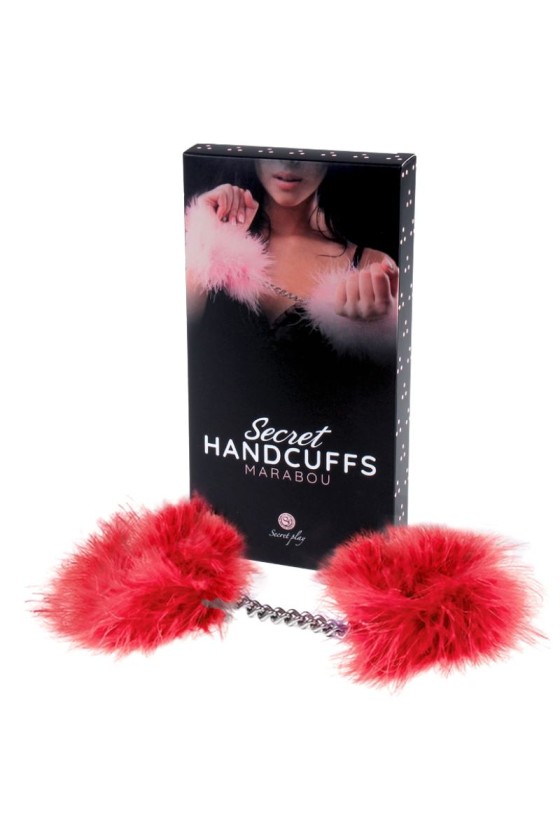 SECRETPLAY - ROTE MARABOU-HANDSCHELLEN