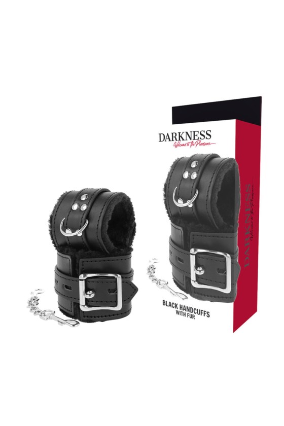 DARKNESS - BLACK LINED BDSM HANDCUFFS