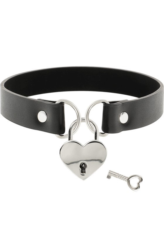 COQUETTE - CHIC DESIRE COLLAR DE PIEL VEGANA CON CORAZÓN ACCESORIO CON LLAVE