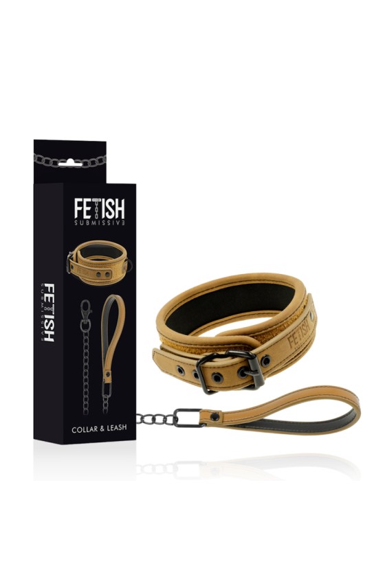 FETISH SUBMISSIVE ORIGEN - COLLAR FORRADO DE NEOPRENO CON CADENA