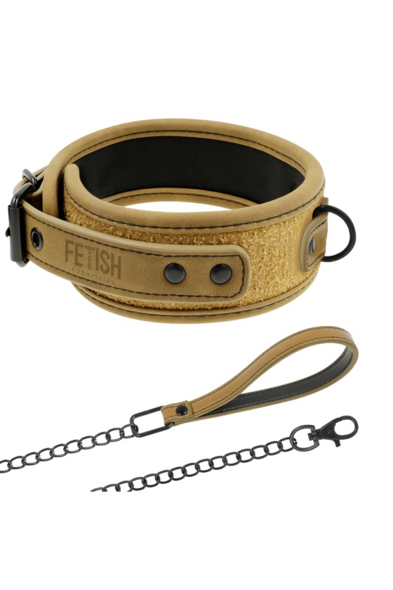 FETISH SUBMISSIVE ORIGEN - COLLAR FORRADO DE NEOPRENO CON CADENA