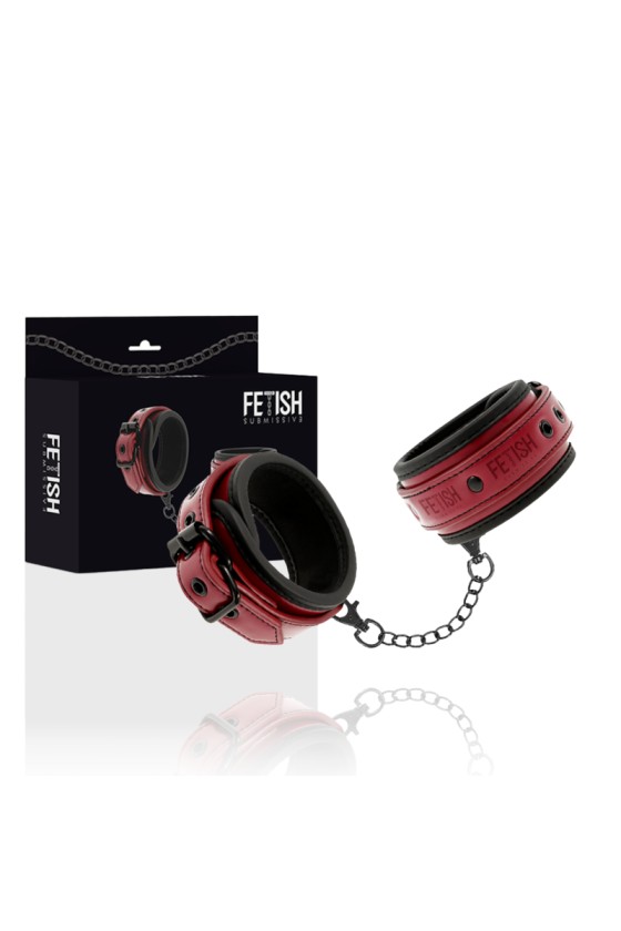 FETISH SUBMISSIVE DARK ROOM - VEGAN LEATHER HANDCUFFS WITH NEOPRENE LINING