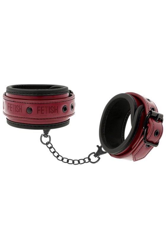 FETISH SUBMISSIVE DARK ROOM - VEGAN LEATHER ANKLE HANDCUFFS WITH NEOPRENE LINING