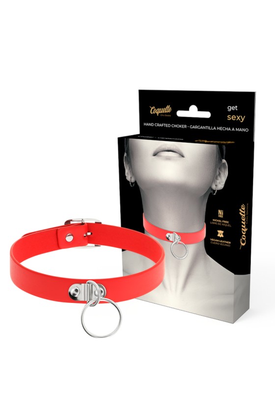 COQUETTE - CHIC DESIRE COLLAR DE PIEL VEGANA ROJO ACCESORIO FETISH MUJER