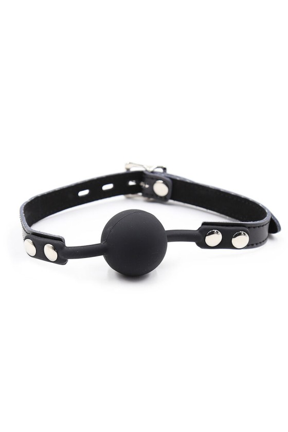 OHMAMA FETISH - SILICONE BALL GAG WITH LEATHER BELT