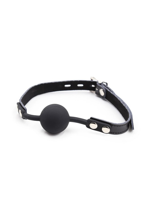 OHMAMA FETISH - SILICONE BALL GAG WITH LEATHER BELT