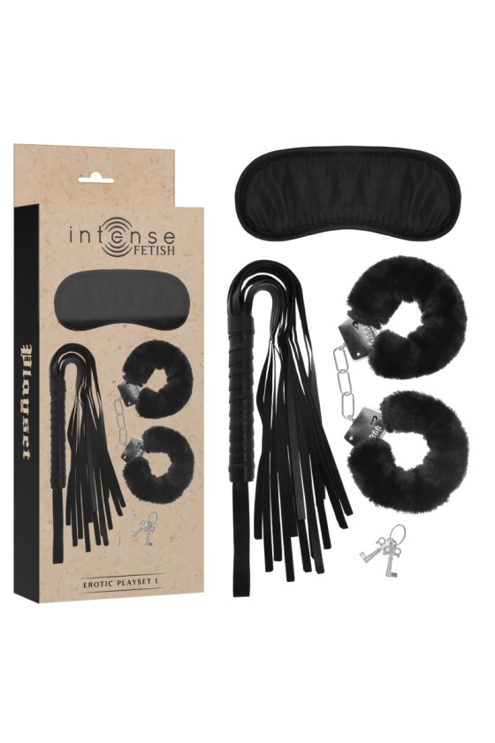 INTENSE FETISH - PLAYSET EROTICO 1 CON MANETTE, MASCHERA CIECA E FLOGGER