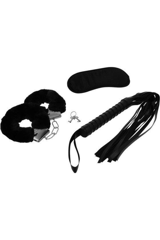 INTENSE FETISH - PLAYSET ÉROTIQUE 1 AVEC MENOTTES, MASQUE AVEUGLE ET FLOGGER