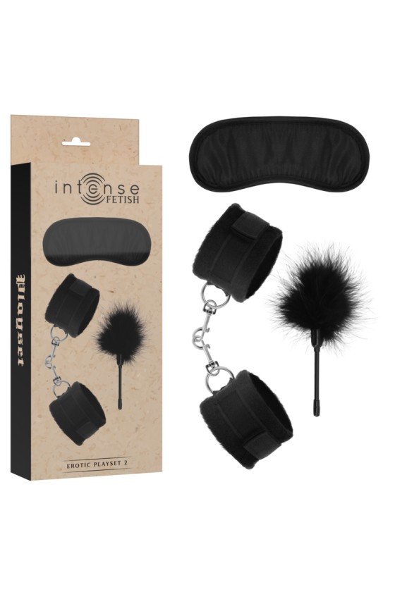 INTENSE FETISH - EROTIC PLAYSET 2 WITH HANDCUFFS, BLIND MASK AND TICKLER