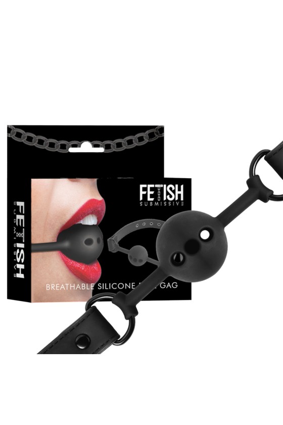 FETISH SUBMISSIVE BONDAGE - BÂILLON À BOULE EN SILICONE RESPIRANT