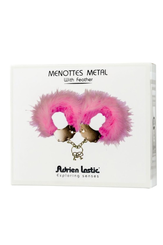 ADRIEN LASTIC - MANETTE IN METALLO CON PIUME ROSA