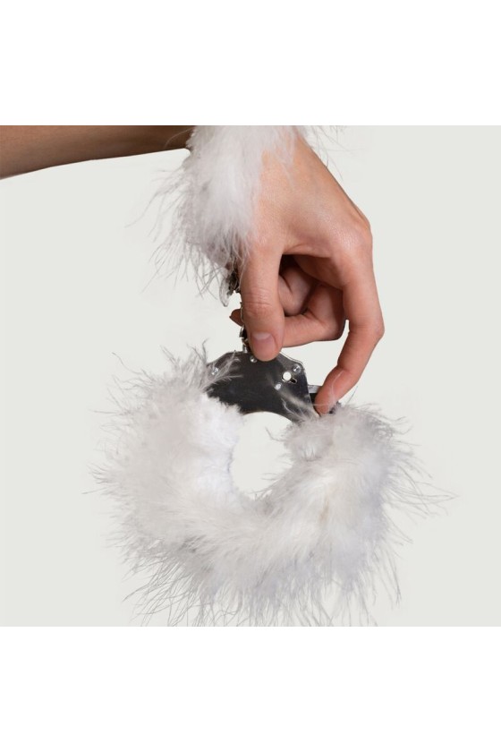 ADRIEN LASTIC - METAL HANDCUFFS WITH WHITE FEATHERS