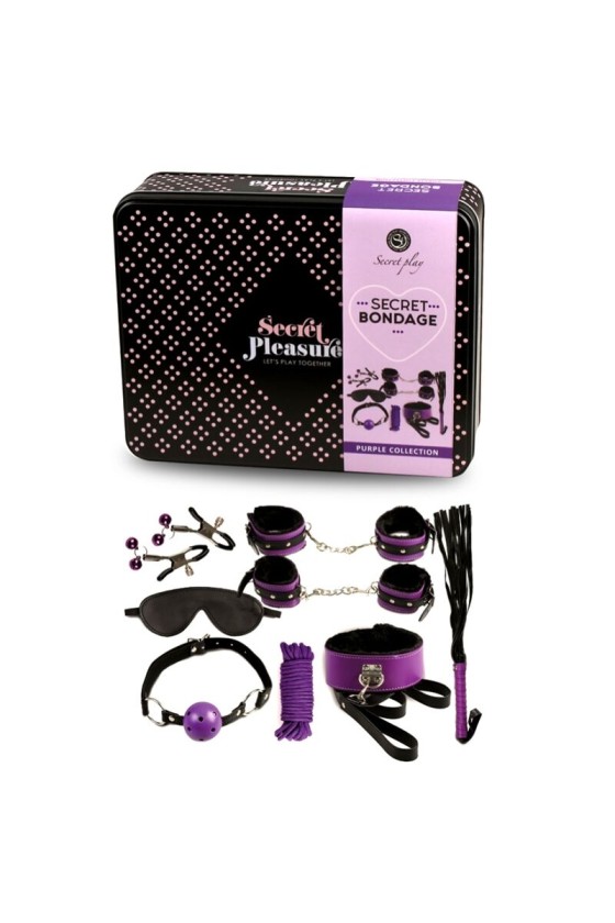 SECRETPLAY - CONJUNTO BDSM 8PCS ROXO/PRETO.